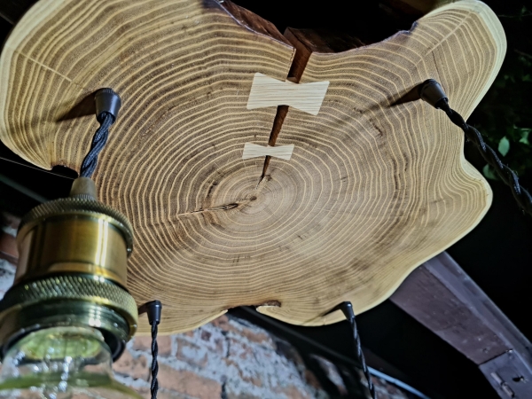 Lampa loftowa z plastra robinii akacjowej