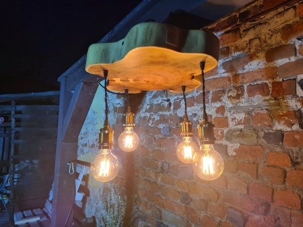 Lampa loftowa z plastra robinii akacjowej