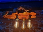 Unikatowa lampa sufitowa z plastra robinii akacjowej z czeczotą