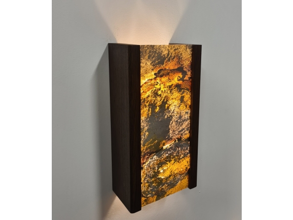 Kinkiet ścienny z forniru kamiennego i dębu wędzonego